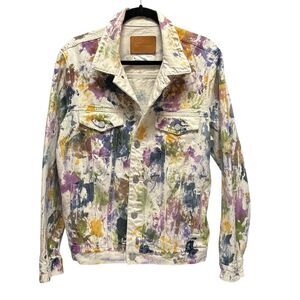 Purple Brand Paint Splatter Denim Trucker Jacket Size Large P006